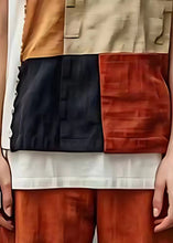 Load image into Gallery viewer, Fashion Khaki Asymmetrical Patchwork Linen Tanks Summer