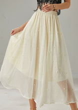 Load image into Gallery viewer, Fashion Milk White Nail Bead Tulle Skirt Summer