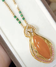 Load image into Gallery viewer, Fashion Orange Sterling Silver Overgild Zircon Agate Bamboo Joint Pendant Necklace