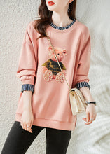 Load image into Gallery viewer, Fashion Pink Bear Patchwork Warm Fleece Sweatshirts Top Winter