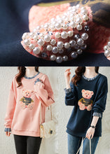 Load image into Gallery viewer, Fashion Pink Bear Patchwork Warm Fleece Sweatshirts Top Winter