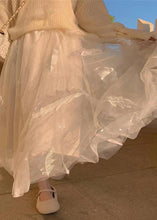 Load image into Gallery viewer, Fashion Pink Feathers Embroidered Wrinkled Tulle Skirt Spring