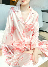 Load image into Gallery viewer, Fashion Pink Print Silk Shirts And Straight Pants Two Pieces Set Long Sleeve