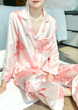 Load image into Gallery viewer, Fashion Pink Print Silk Shirts And Straight Pants Two Pieces Set Long Sleeve