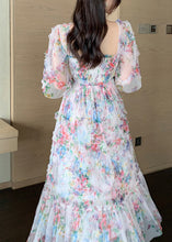 Load image into Gallery viewer, Fashion Pink Ruffled Patchwork Print Tulle Holiday Dress Summer