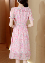 Load image into Gallery viewer, Fashion Pink V Neck Ruffled Print Chiffon Dress Summer