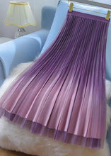 Load image into Gallery viewer, Fashion Purple Gradient Wrinkled High Waist Tulle Skirt Spring