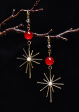 Load image into Gallery viewer, Fashion Red Gem Stone Fireworks Shape Drop Earrings