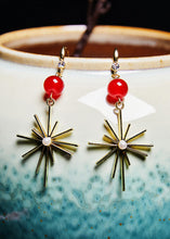 Load image into Gallery viewer, Fashion Red Gem Stone Fireworks Shape Drop Earrings