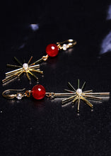 Load image into Gallery viewer, Fashion Red Gem Stone Fireworks Shape Drop Earrings