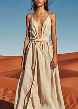 Load image into Gallery viewer, Fashion Sexy Off The Shoulder Tie Waist Cotton Long Dress Summer