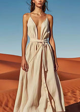 Load image into Gallery viewer, Fashion Sexy Off The Shoulder Tie Waist Cotton Long Dress Summer