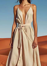 Load image into Gallery viewer, Fashion Sexy Off The Shoulder Tie Waist Cotton Long Dress Summer