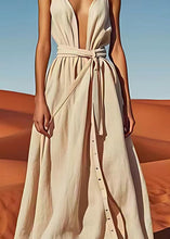 Load image into Gallery viewer, Fashion Sexy Off The Shoulder Tie Waist Cotton Long Dress Summer