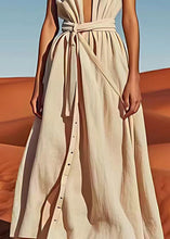 Load image into Gallery viewer, Fashion Sexy Off The Shoulder Tie Waist Cotton Long Dress Summer