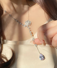 Load image into Gallery viewer, Fashion Silk Sterling Silver Zircon Rose Tassel Pendant Necklace