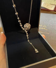 Load image into Gallery viewer, Fashion Silk Sterling Silver Zircon Rose Tassel Pendant Necklace