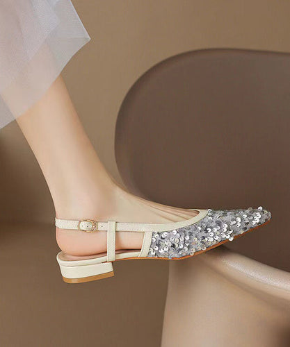 Fashion Silver Pointed Toe Hollow Out Sequins Sandals