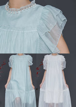 Load image into Gallery viewer, Fashion Sky Blue Ruffled Silk Maxi Dresses Summer