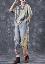 Load image into Gallery viewer, Fashion Tie Dye Patchwork Hooded Cotton Two Pieces Set Summer