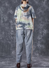 Load image into Gallery viewer, Fashion Tie Dye Patchwork Hooded Cotton Two Pieces Set Summer