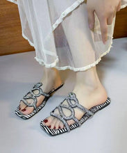 Load image into Gallery viewer, Fashion Versatile Black Zircon Peep Toe Slide Sandals