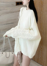 Load image into Gallery viewer, Fashion White Asymmetrical Patchwork Thick Cotton Knit Sweaters Spring