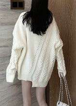 Load image into Gallery viewer, Fashion White Asymmetrical Patchwork Thick Cotton Knit Sweaters Spring