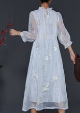 Load image into Gallery viewer, Fashion White Embroidered Silk Cinched Dresses Summer