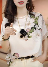 Load image into Gallery viewer, Fashion White O-Neck Print Chiffon Blouses Summer