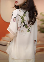 Load image into Gallery viewer, Fashion White O-Neck Print Chiffon Blouses Summer