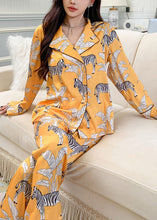 Load image into Gallery viewer, Fashion Yellow Notched Print Shirts And Pants Two Pieces Set Spring