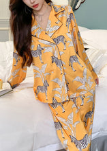 Load image into Gallery viewer, Fashion Yellow Notched Print Shirts And Pants Two Pieces Set Spring