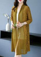 Load image into Gallery viewer, Fashion Yellow Print Patchwork Maxi Ice Size Chiffon Cardigans Long Sleeve