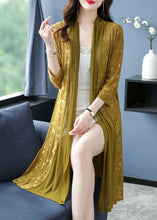 Load image into Gallery viewer, Fashion Yellow Print Patchwork Maxi Ice Size Chiffon Cardigans Long Sleeve