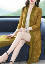 Load image into Gallery viewer, Fashion Yellow Print Patchwork Maxi Ice Size Chiffon Cardigans Long Sleeve