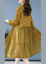 Load image into Gallery viewer, Fashion Yellow Print Patchwork Maxi Ice Size Chiffon Cardigans Long Sleeve