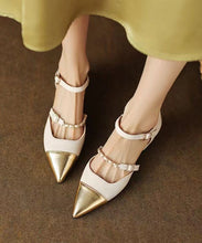 Load image into Gallery viewer, Faux Leather Chain Buckle Strap Sandals French Gold Pointed Toe