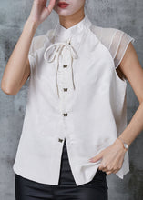 Load image into Gallery viewer, Fine Apricot Mandarin Collar Butterfly Button Silk Shirts Summer