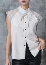 Load image into Gallery viewer, Fine Apricot Mandarin Collar Butterfly Button Silk Shirts Summer