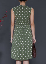 Load image into Gallery viewer, Fine Army Green V Neck Dot Cotton Mini Dress Sleeveless