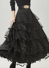 Load image into Gallery viewer, Fine Black Layered Ruffles Tulle Holiday Skirt Spring