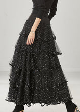 Load image into Gallery viewer, Fine Black Layered Ruffles Tulle Holiday Skirt Spring