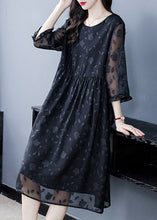 Load image into Gallery viewer, Fine Black Oversized Jacquard Chiffon Dress Summer