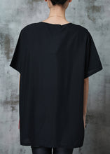 Load image into Gallery viewer, Fine Black Oversized Patchwork Tulle Cotton Tops Summer