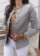 Load image into Gallery viewer, Fine Black Stand Collar Button Cotton Suit Jackets Fall