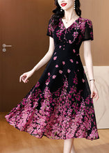 Load image into Gallery viewer, Fine Black V Neck Print Slim Fit Chiffon Dresses Summer