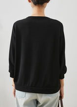 Load image into Gallery viewer, Fine Black V Neck Zircon Cotton Tops Spring