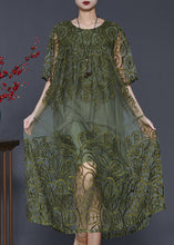 Load image into Gallery viewer, Fine Blackish Green Embroidered Tulle Dresses Summer