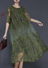 Load image into Gallery viewer, Fine Blackish Green Embroidered Tulle Dresses Summer